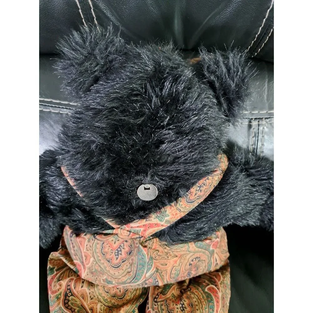 Vintage 1950s‎ Plush Black Teddy Bear Musical Wind Up Still Works. Rare, Antique